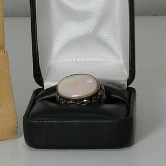 Pink Mother of Pearl Ring Sterling MOP 925 - Picture 10 of 10